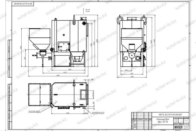 Чертеж автоматического угольного котла 0.5 МВт