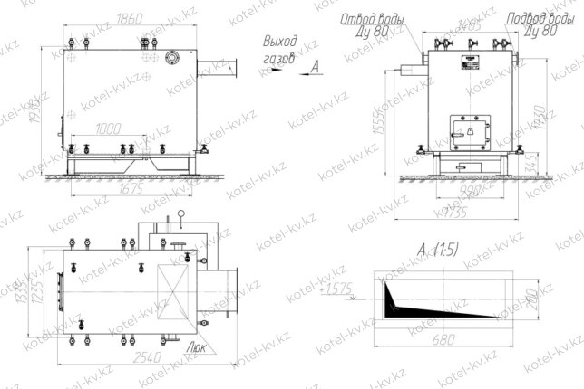 Котел 0.4 МВт без дымососа чертеж