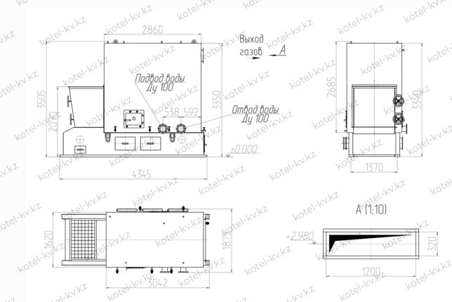 Чертеж котла КВм 1.63 с ТЛПХ