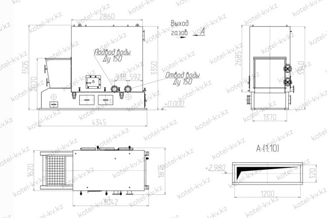 Чертеж котла КВм 2.0 с ТЛПХ