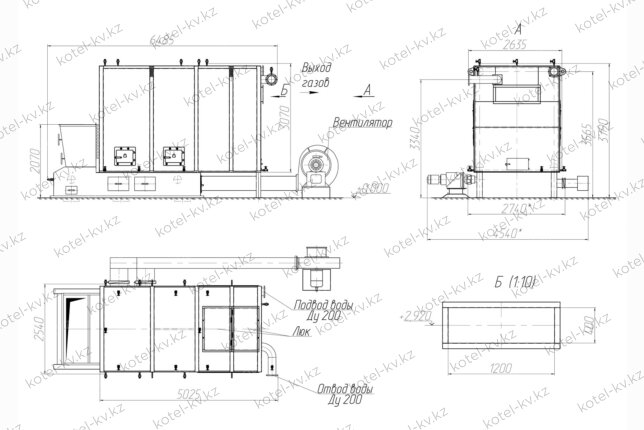 Чертеж котла КВм 4.0 с ТЛПХ