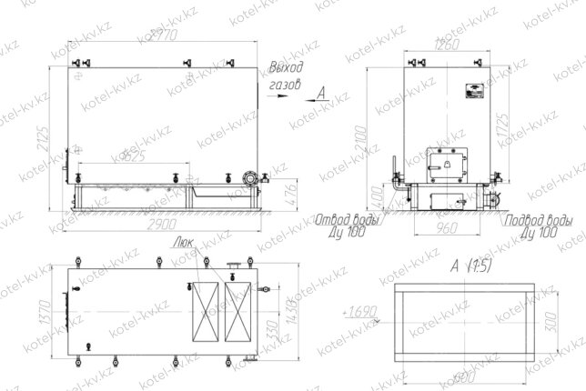 Котел КВм 1.0 с РПК чертеж