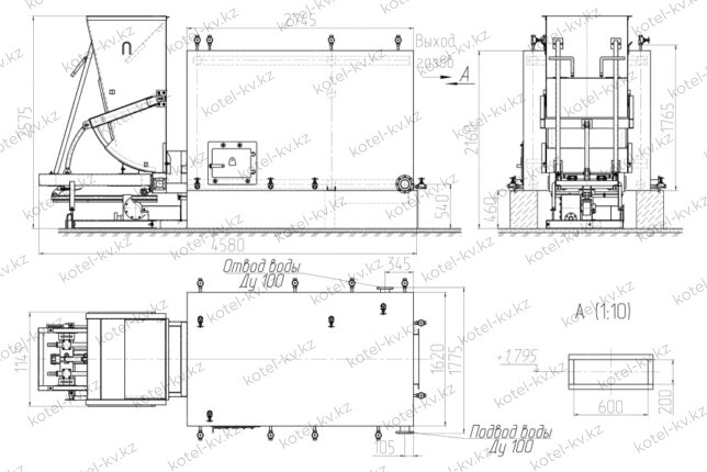 Котел КВм 1.0 МВт с ТШПМ чертеж