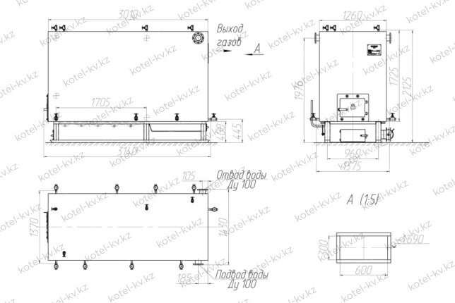 Котел КВм 1.1 с РПК чертеж