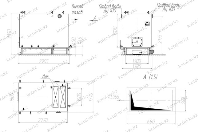 Котел КВм 1.28 с РПК чертеж