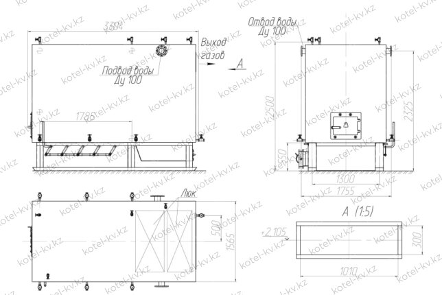 Котел КВм 1.5 с РПК чертеж