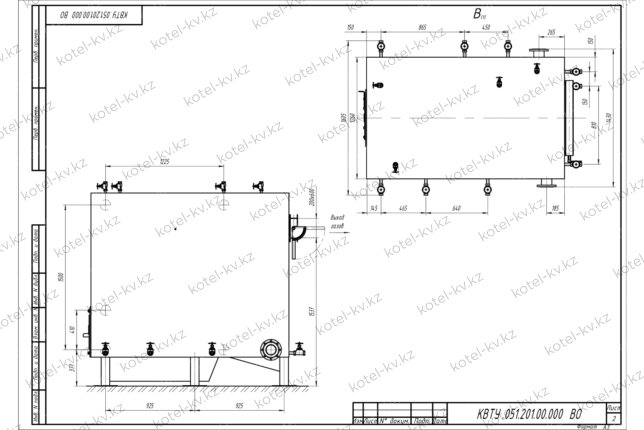 Водогрейный котел КВр 0.6 с колосниками чертеж