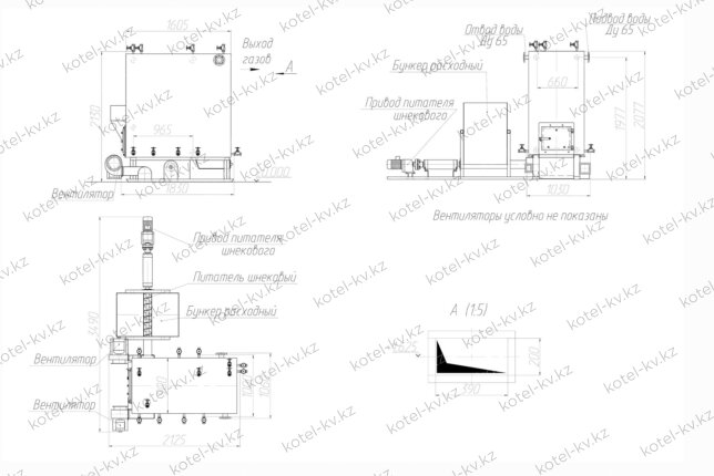 Котел на опилках 0.35 МВт чертеж