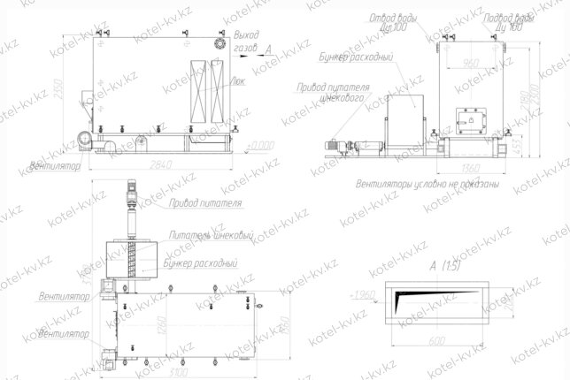 Котел на опилках 800 кВт чертеж