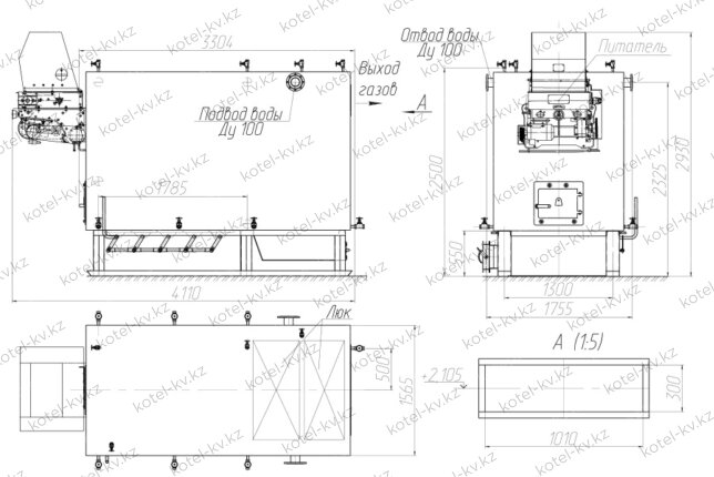 Чертеж котла КВм 1.5 с ЗП РПК