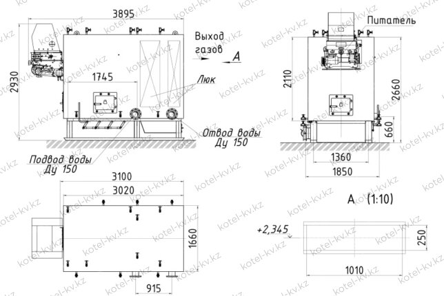 Чертеж котла КВм 2.2 с ЗП РПК