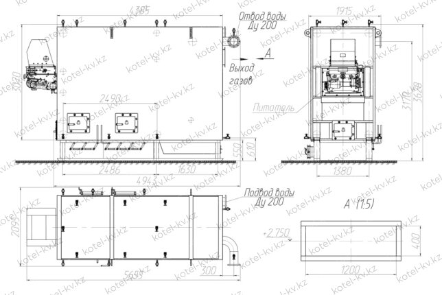 Чертеж котла КВм 3.5 с ЗП РПК