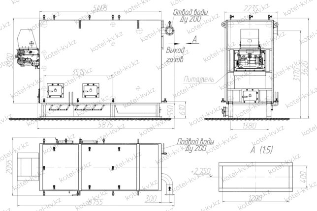 Чертеж котла КВм 4.0 с ЗП РПК