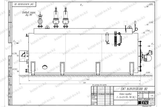 Чертеж мазутного парового котла 1.5 т 170 С